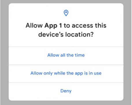 несколько вариантов предоставления разрешений в Android Q
